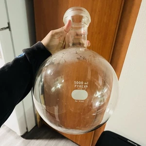 PYREX Glass 5000ml Round Bottom Boiling Flask Thick Single Neck No. 4260 - Picture 1 of 9
