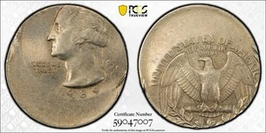 1989-P 25C Washington Quarter Struck 30% Off Center Error PCGS MS64 Item#94 - Picture 1 of 8