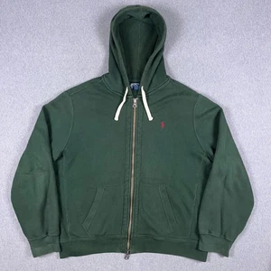 VTG Polo Ralph Lauren Hoodie Mens XL Green Dual Full Zip Waffle Lined - Picture 1 of 12
