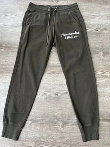 Pantaloni jogger Abercrombie Fitch logo donna XSmall verde con polsini alla caviglia - Foto 1 di 12