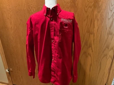 Pendleton Whisky Embroidered Button Up Wrangler Shirt Mens L Red Long Sleeve - Image 1 of 4