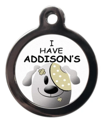 PS PETTAGS Pet ID tag Medical alert I have ADDISONS Picture tag 32mm or 24mm personalised