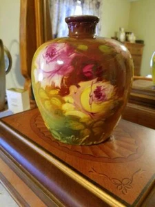 Antique Royal Bonn Hand Painted Bulbous Rose Vase - Picture 1 of 7