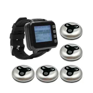 Long Distance Vibrator Guest Watch Pager Waiter Calling System 5 Buttons - Picture 1 of 7