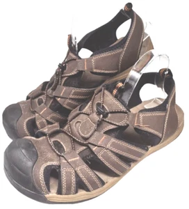 MAGELLAN sandali uomo outdoor PESCATORE taglia 12 pelle marrone #66 JS - Foto 1 di 5