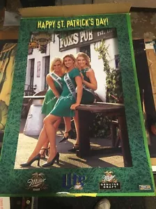 Vintage 1999 St. Patrick's Day Miss Ireland Miller Beer Poster Blondes Man Cave - Picture 1 of 7