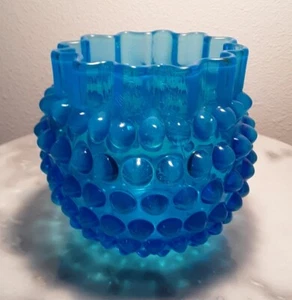 EAPG Hobbs Brockunier Blue Opalescent Hobnail Spooner - Picture 1 of 2