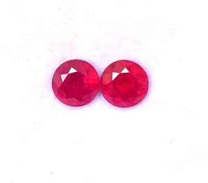 Natural Ruby Round Cut Pair 6 mm 2.41 CTS Mozambique Faceted Loose Gemstones GF - Picture 1 of 9