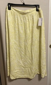 Summer Mid Length Skirt Yellow 30” Stretch Waist 30” Length Medium Orig $36 - Picture 1 of 5