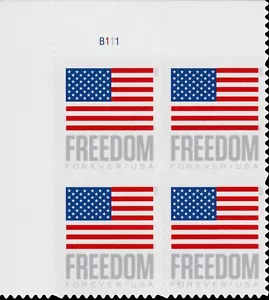US Freedom Flag Forever Stamp Plate Block of 4 Scott #5787 - Picture 1 of 1