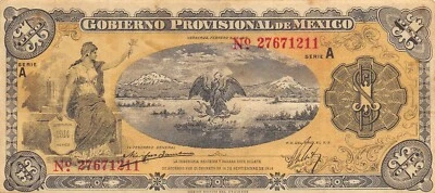 México / Veracruz 1 Peso 2.5.1915 Série A ERRO Nota Circulada ESS - Imagem 1 de 4