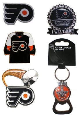 Philadelphia Flyers NHL Hockey Lapel Pins Bottle Opener Keychain NHL Licensed - Image 1 of 4