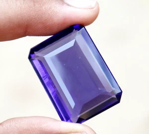 Piedra preciosa natural suelta amatista púrpura forma esmeralda 88 quilates certificada - Imagen 1 de 7