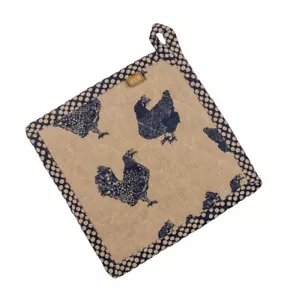 Soporte para ollas Henrietta azul 8 pulgadas trivet lluvia y humilde decoración de cocina pollo - Imagen 1 de 2