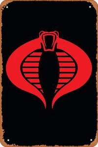 GI Joe Cobra Logo Metal Tin Sign 8x12 Inch Wall Decor for Home or Bar - Picture 1 of 4