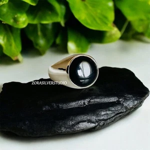 925 Sterling Silber Schwarz Onyx Ring Herren Damen Siegelring Edelstein Geschenk Schmuck - Bild 1 von 5