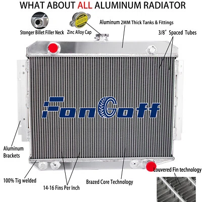 4-Rows Aluminum Radiator Fit 1971-1979 Dodge D100 D200 D150,W150 W200 W300 Truck Foto 1 de 4
