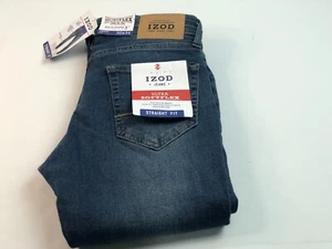 Izod Mens Ultr Softflex Sportflex Straight Fit Blue Jeans 30x34 Comfort $79 - Picture 1 of 9