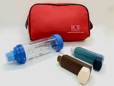 ICE Medical Red Inhaler Medication Bag - Epipen, Spacer, Travel or Home