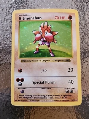 Pokémon TCG Hitmonchan Base Set Holo Shadowless Rare Card 7/102 - Image 1 of 4