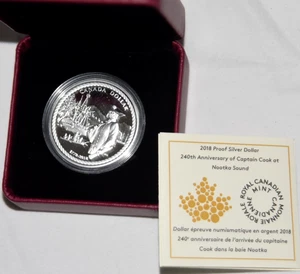 2018 Canada Proof Fine Silver Dollar 240th Anniversary Captain Cook - Picture 1 of 4