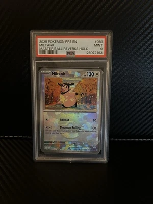 2025 POKEMON PRE EN-PRISMATIC EVOLUTIONS MASTER BALL REVERSE HOLO MILTANK PSA 9 - Image 1 of 2