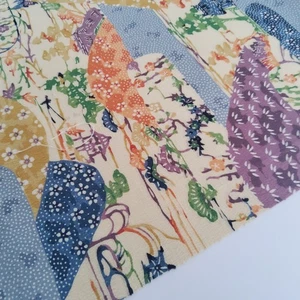 Sacred Villa #B 13.5x64 LONG Hand Woven Vintage Tsumugi Silk Kimono Fabric TJ22 - Picture 1 of 6