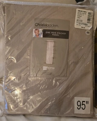 Chris Madden JCP Rod Pocket Panel Curtain 'LOLA' Linen 95" L X 42" W One Panel - Image 1 of 4