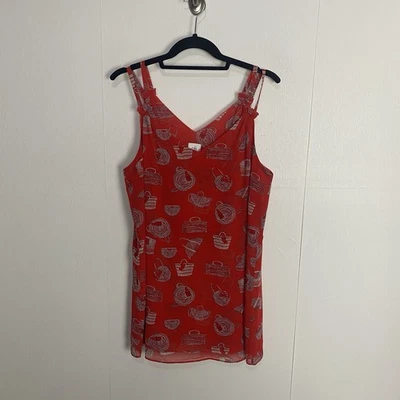 Blusa sin mangas Cabi Nantucket Cami roja bolso estampado cuello en V talla mediana. Foto 1 de 4