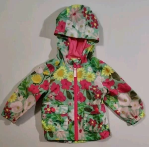 Cat And Jack Kleinkind Mädchen Jacke Größe 12 Monate Blumenmuster Regen leicht Kapuze - Bild 1 von 6