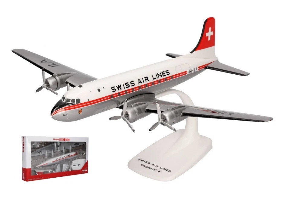 Modellino aerei di linea Herpa DOUGLAS DC-4 SWISS AIR modellismo collezione - Immagine 1 di 1