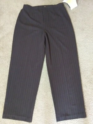 NUEVO CON ETIQUETAS BOB MACKIE Mujer Pantalones de Vestir Talla Grande Marrón Rayas Elástico Lados Traseros Foto 1 de 4