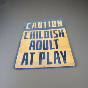Letrero de Precaución Infantil Adulto Jugando Divertido Bar Garaje Estilo Vintage Decoración de Pared - Imagen 1 de 1