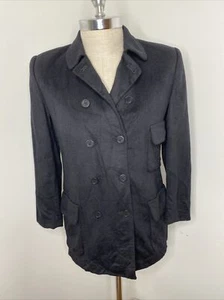 Saks Fifth Avenue Cashmere Jacket Double Breasted Blazer Black 4 38 Andre Italy - Picture 1 of 7