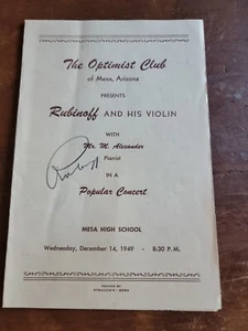 Rubinoff & Violin Optimist Club Mesa Arizona 1949 Program - Picture 1 of 3