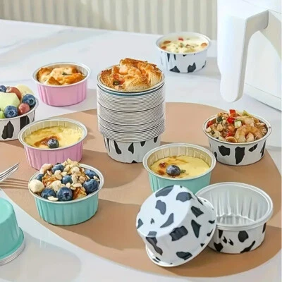 100Pcs Cake Tools Pudding Cake Aluminum Foil Baking Cups Cupcake Cup with Lids - image 1 of 4