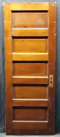 2 avail 30"x78" Antique Vintage Old Salvaged Interior Wood Wooden Door 5 Panels Cover