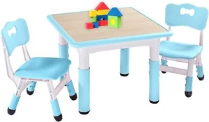 FUNLIO Kids Table and 2 Chairs Set, Height Adjustable Toddler Table and Chair Se - Picture 1 of 7