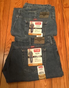 2 PAIR Mens Wrangler 5 Star 46” X 30” Relaxed Fit Jean Premium Denim BLUE NWT - Picture 1 of 7