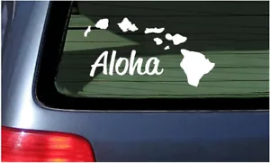 Aloha with Hawaii Island Chain Decal Sticker - Vinyl Window Hawaiian Islands 6" - Foto 1 di 1