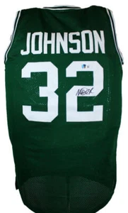 Magic Johnson Autographed Green Jersey #2-Beckett W Hologram *Black - Picture 1 of 5