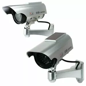 2 Pack Solar Power Fake Dummy Surveillance Security Camera CCTV & Record Light - Picture 1 of 5