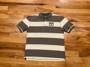 Polo de golf gris blanco de los parques de Disney rayas bordado logotipo de Mickey grande para hombre - Imagen 1 de 12