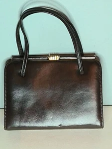 Bolso de mano vintage marrón de cuero real hecho en Inglaterra  - Imagen 1 de 12
