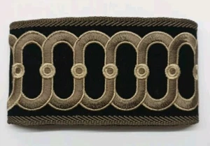 PASSEMENTERIE HOULES GALON BRODE EBENE MODELE ZELDA ANNEAU 0.70 M X 75 MM - Foto 1 di 2