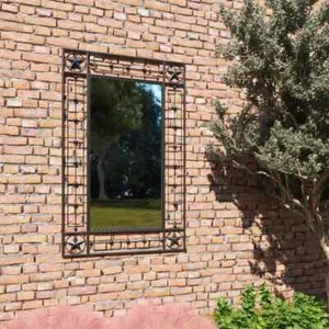 Black Wall Mirror Rectangular Patio Outdoor Garden Decorative Mirrors 50x80cm - Picture 1 of 6