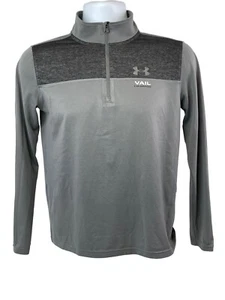 Under Armour Sweater Youth Large Gray Pullover Quarter Zip Vail Logo Colorado - Picture 1 of 9