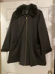INC International Concepts Women’s Black Zippered Trench Coat W/Collar Size XL - Picture 1 of 11
