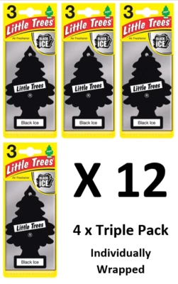 12 X Magic Tree Little Trees Car Air Freshener - Black Ice ( 4 x 3 Pack) - Image 1 of 3