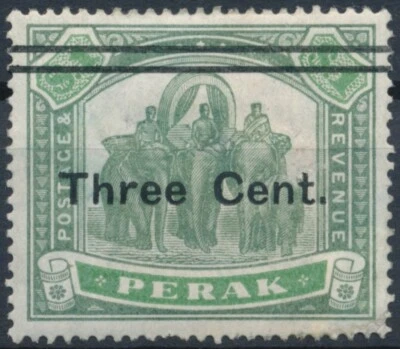 Indian Elephant: 3c on $1 - Perak 1900 - Unused Hinged - SG 86 - Imagem 1 de 2